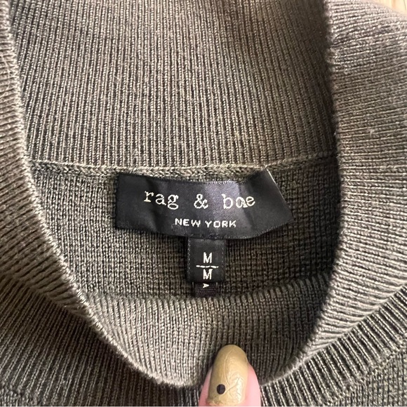 Rag & Bone Vivienne Colorblock Shift Dress Black Olive Green Wool Collar Medium - Picture 5 of 11